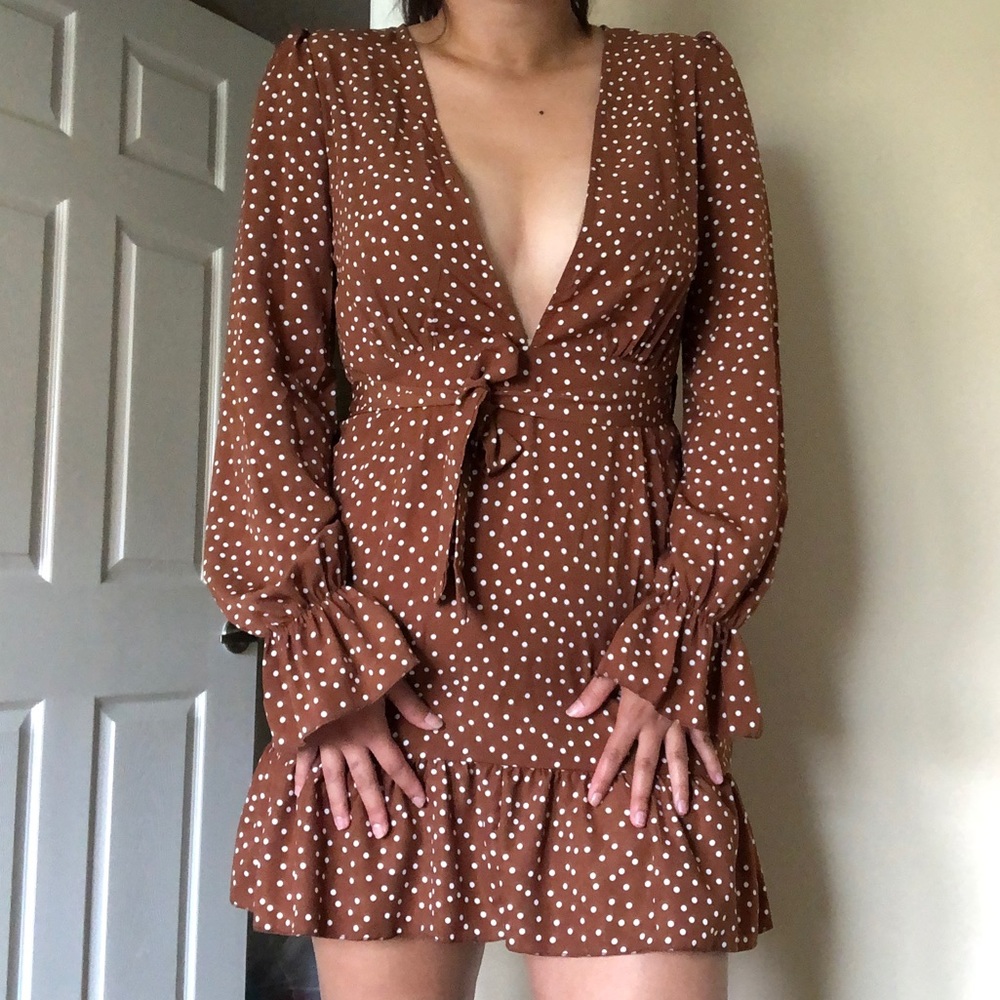 Nasty gal burnt orange polka dot dress